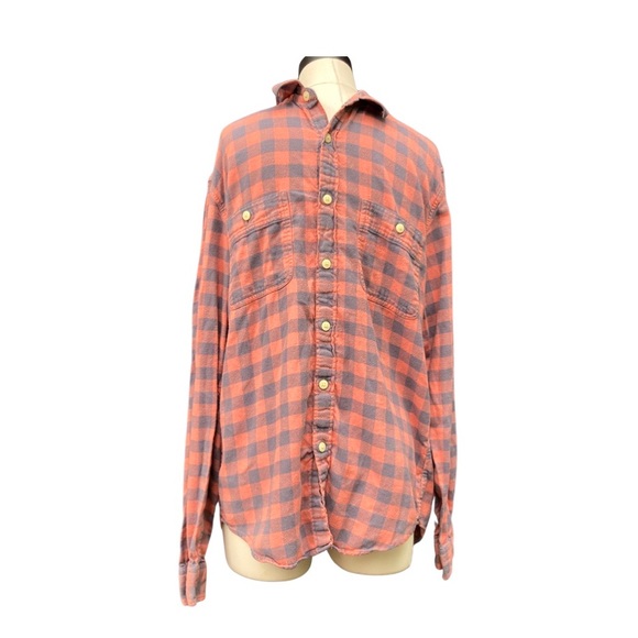 J Crew Factory Salmon and Navy Checkered Shirt - Picture 1 of 10